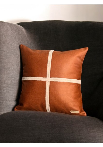 London - Crossline Desenli Suni Nubuk Kırlent Kılıfı 45X45 / 50X50CM