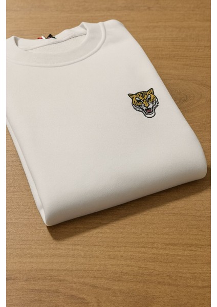 Yüksek Kaliteli Standart Fit Normal Kesim 3 Iplik Bisiklet Yaka Pamuklu Knz Beyaz Sweatshirt indirimleri