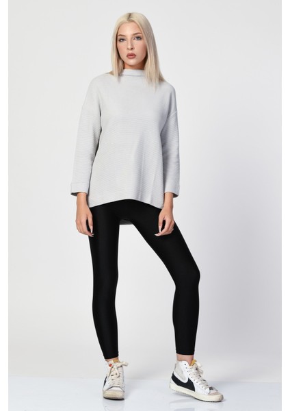 Düşük Omuzlu Oversize Bluz - Silver Silver - 38 modelleri