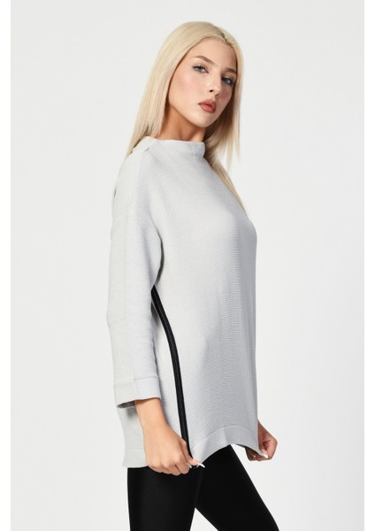 Düşük Omuzlu Oversize Bluz - Silver Silver - 38 indirimleri