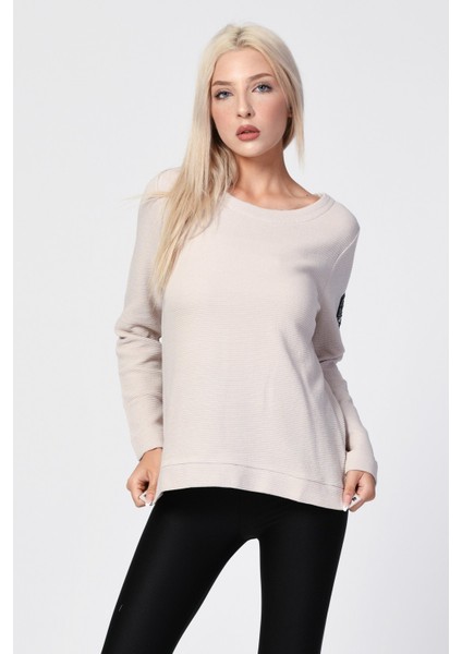 Bisiklet Yaka Bluz - Bej Bej - 36