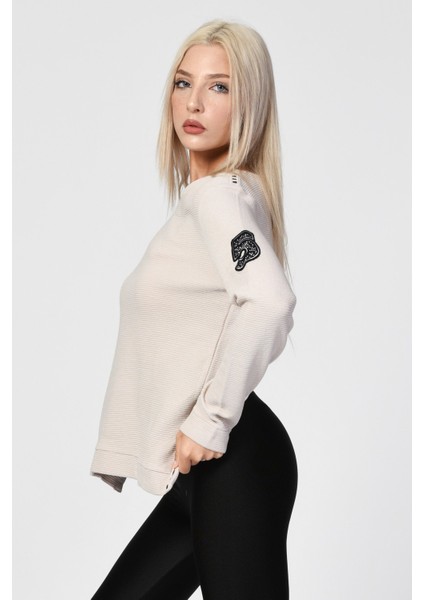 Bisiklet Yaka Bluz - Bej Bej - 36