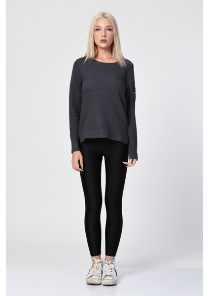 Bisiklet Yaka Bluz - Antrasit Siyah - 36 fiyatları