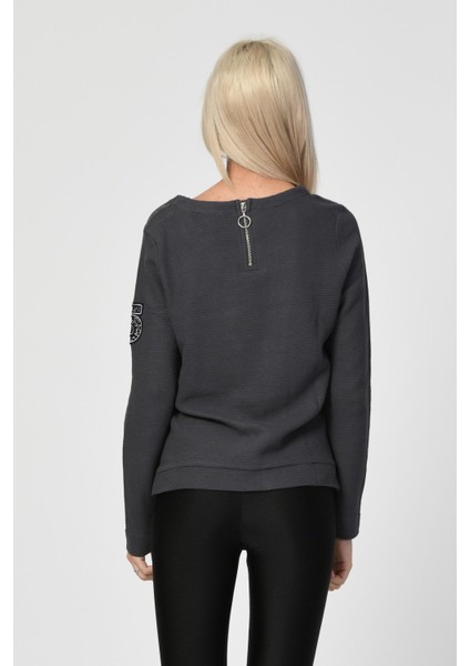 Bisiklet Yaka Bluz - Antrasit Siyah - 36 modelleri