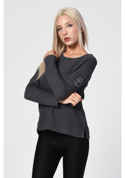 Bisiklet Yaka Bluz - Antrasit Siyah - 36 fırsatları