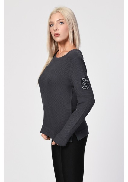 Bisiklet Yaka Bluz - Antrasit Siyah - 36 indirimleri