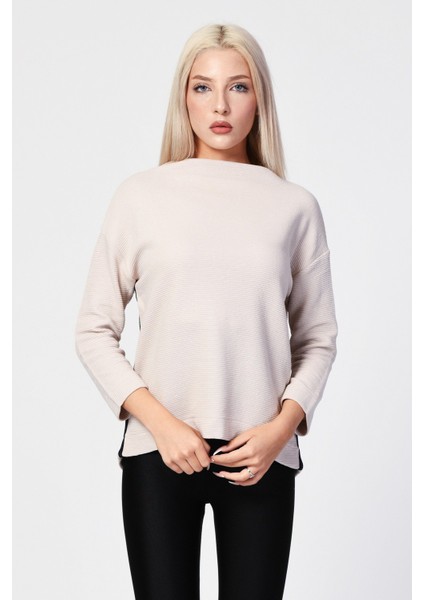 Düşük Omuzlu Oversize Bluz - Bej Bej - 34 modelleri