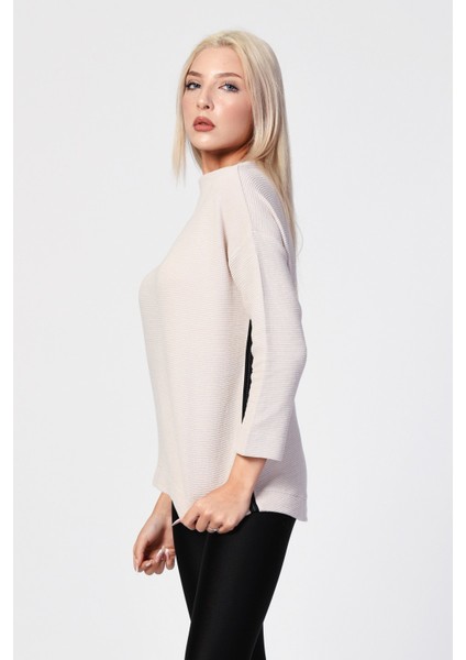 Düşük Omuzlu Oversize Bluz - Bej Bej - 34 indirimleri