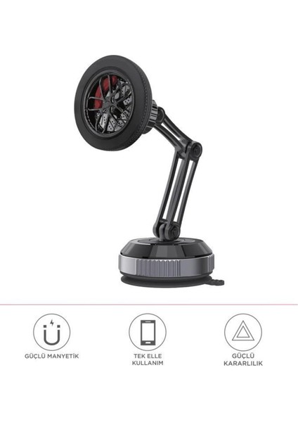 060 Sarsılmaz Manyetik 360 Derece Ayarlanabilir Araç Içi Telefon Tutucu