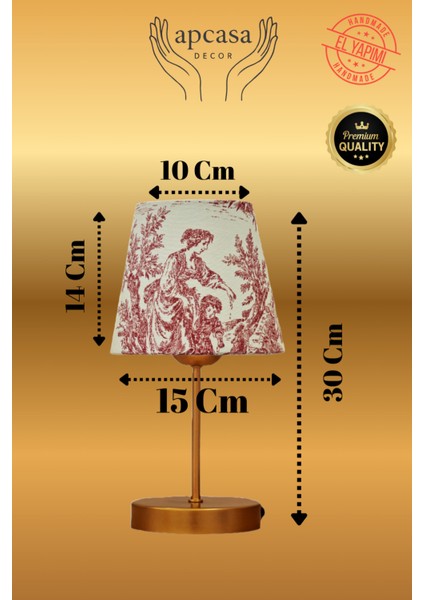 Vintage Mini Toile De Jouy Abajur Fransız Desen Gold Metal Kablolu Ayak Kırmızı Başlık Masa Lambası fiyatları