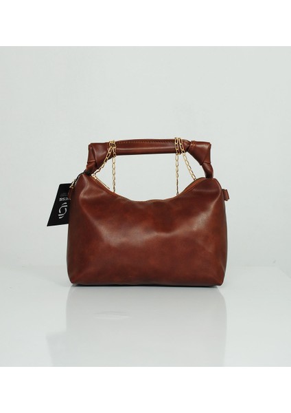 Zincir ve Düğüm Detaylı Deri Çanta-Kahverengi modelleri