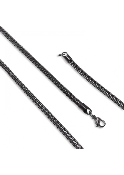 Oval Kral Bakla Örgülü Çelik Kolye 4mm 3351CEK024