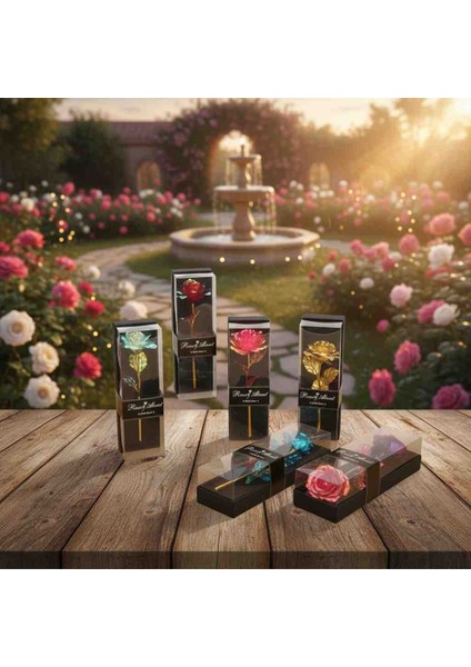 Sonsuzluk Gülü Özel Kutulu LED Işıklı Hediyelik Eşya Dekoratif Romantik Yapay Gül 1 Adet Renkli Çiçek Sevgiliye Sürpriz Hediye fiyatları