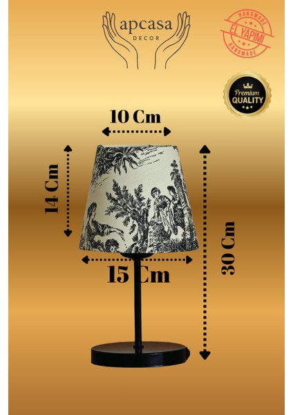 Vintage Mini Toile De Jouy Abajur Fransız Desen Siyah Metal Kablolu Ayak Siyah Başlık Masa Lambası fiyatları