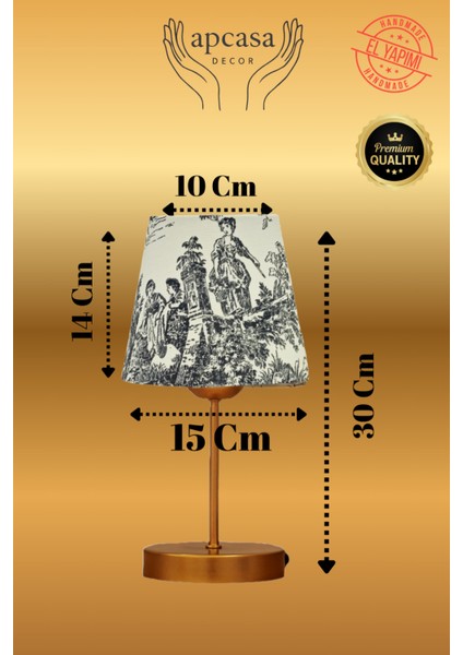 Vintage Mini Toile De Jouy Abajur Fransız Desen Gold Metal Kablolu Ayak Siyah Başlık Masa Lambası fiyatları
