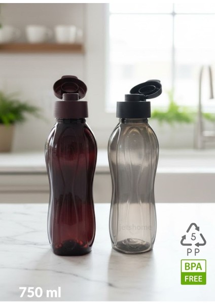 2’li Suluk Seti PP-5 Bpa Free Akıtmaz-Kokusuz Ofis-Spor-Okul Matarası Siyah Bordo 750 ml fiyatları