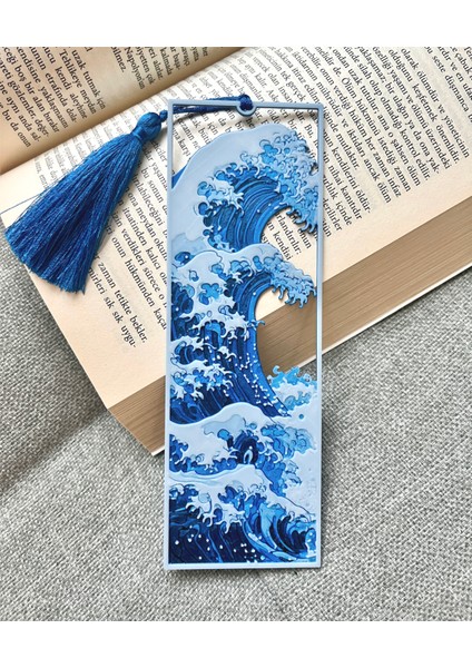 Büyük Dalga The Great Wave Off Kanagawa Hokusai Kabartmalı Kitap Ayracı Püsküllü fiyatları