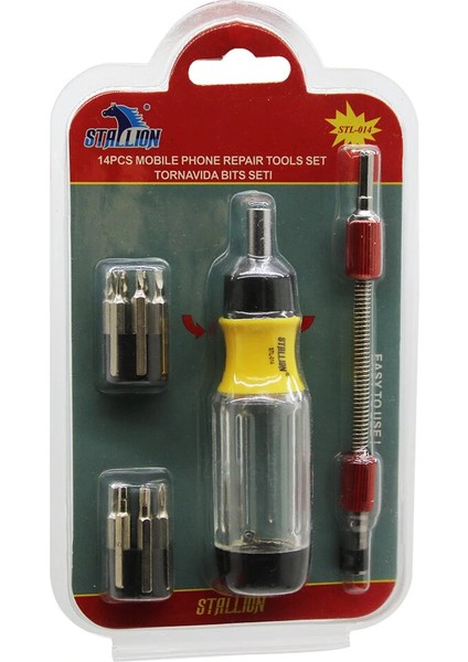 14 Parça Yaylı Telefon Tamir Tornavida Bits Seti