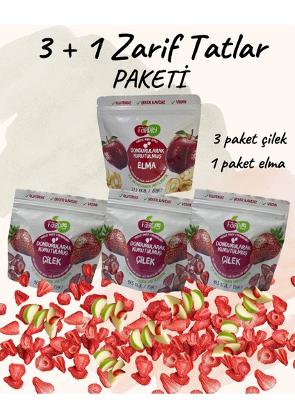 Fairdry Freeze Dried "3+1 Zarif Tatlar Paketi" - Dondurularak Kurutulmuş, Katkısız, Meyve Kurusu