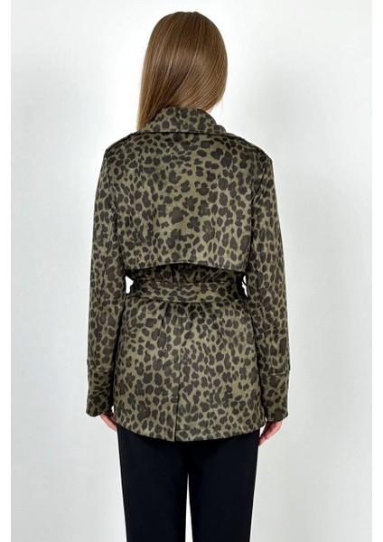 Zr Model Leopar Desenli Süet Cepli ve Kemerli Trençkot modelleri