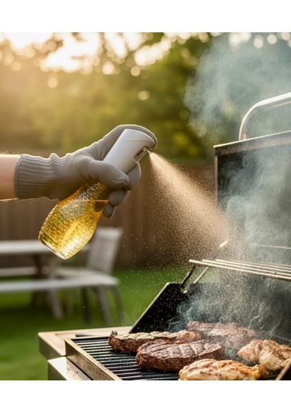 2’li Yerli Cam Sprey Yağlık - Yağdanlık Seti – Zeytinyağı, Ayçiçek Yağı ve Sirke