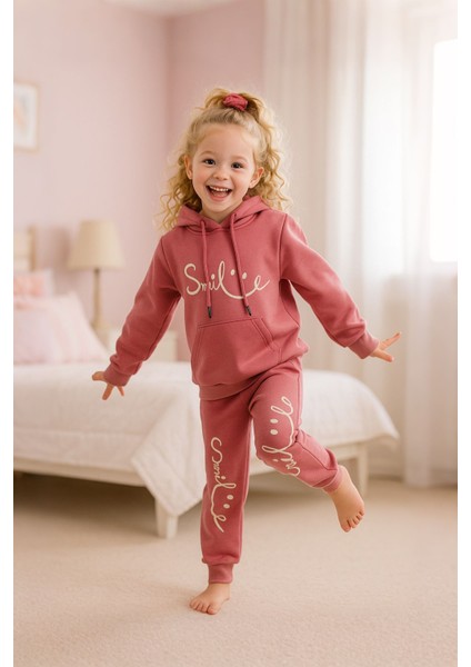 Smile Kız Kapüşonlu Takım