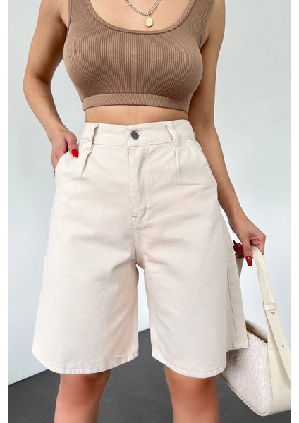 Çift Cepli Bermuda Denim Şort modelleri