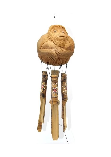 Maymunlu Bambu Rüzgar Çanı