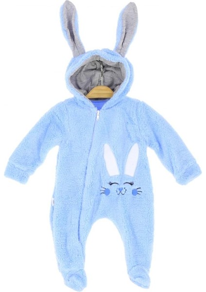 Welsoft Astar Kapüşonlu Tavşan Nakışlı Patikli Tulum - Mavi - 9 Ay - LPR258-MAVI-9 Ay Mavi