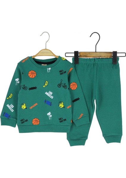 Basket Karma Baskılı Iki Iplik Alt Üst Takım - MYS4212-YEŞIL-4 Yaş Yeşil