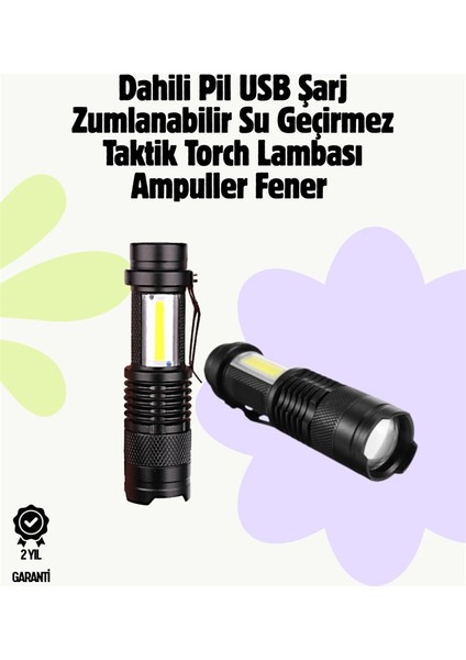 2000 Lümen LED El Feneri - Suya Dayanıklı, Odaklı, Klipsli