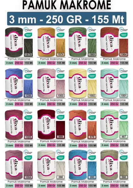 Diva Pamuk Makrome 1001 Soft Mint modelleri