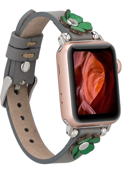 Apple Watch Uyumlu Deri Kordon Clover 38-40-41MM St Rst9