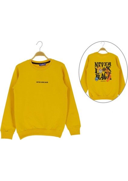 Arka Never Look Back Baskılı Iki Iplik Şardonlu Sweatshırt - ATA30675.0-SARI-5 Yaş Sarı
