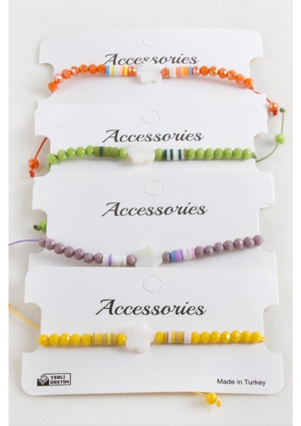 Çiçek Sedef Kristal Makrome Ip Bileklik