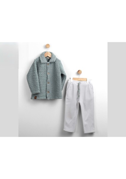 Polarlı Pantolon Peluş Ceket Alt Üst Takım - FLE217551-MINT Yeşili-5 Yaş Mint Yeşili