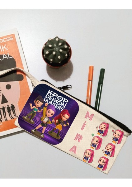 Kpop Demon Hunters Hunterix Mira Tasarımlı Premium Baskı Kaliteli Fermuarlı Kalemlik
