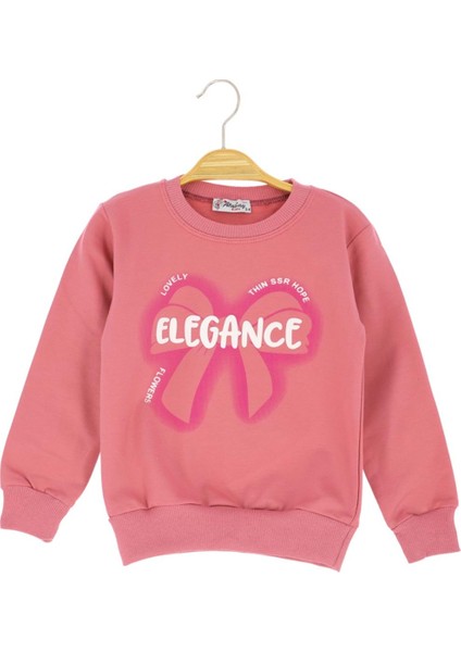 Fiyonklu Elegance Baskılı Iki Iplik Şardonlu Sweatshırt - Gül Kurusu - 3 Yaş - ERL50687-GÜL Kurusu-3 Yaş Gül Kurusu