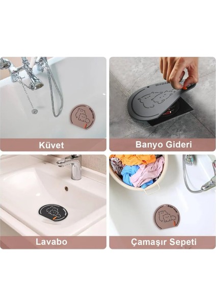 Hayvan Çizimli Gider Koku Önleyici Banyo Mutfak Lavabo Tapası Silikon Mat