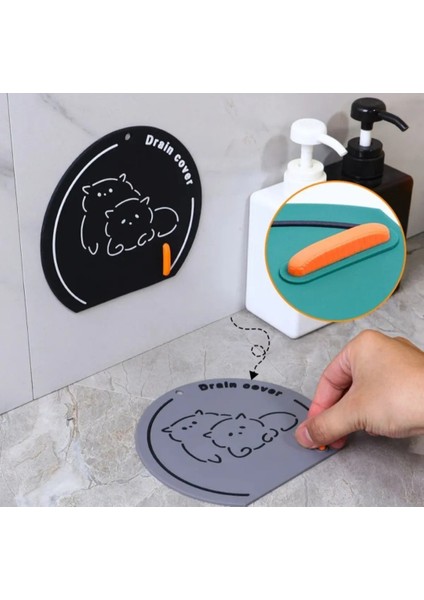 Hayvan Çizimli Gider Koku Önleyici Banyo Mutfak Lavabo Tapası Silikon Mat