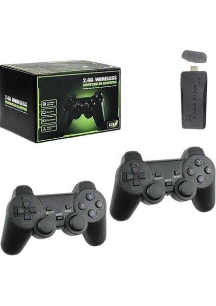 4K Game Stick Oyun Konsolu 2.4g Kablosuz Çift Kol Nostaljik Oyunlar