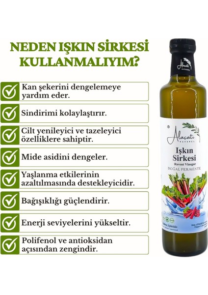 Işkın Sirkesi Yüksek Polifenol ve Antioksidan Doğal Fermantasyon - Ravent Vinegar 500 ml fiyatları