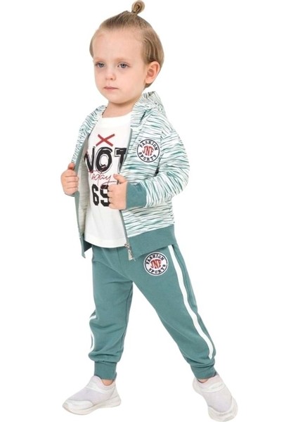 Fashıon Sports Nakışlı Kapüşonlu Üçlü Alt Üst Takım - JNF24528-YEŞIL-6 Ay Yeşil