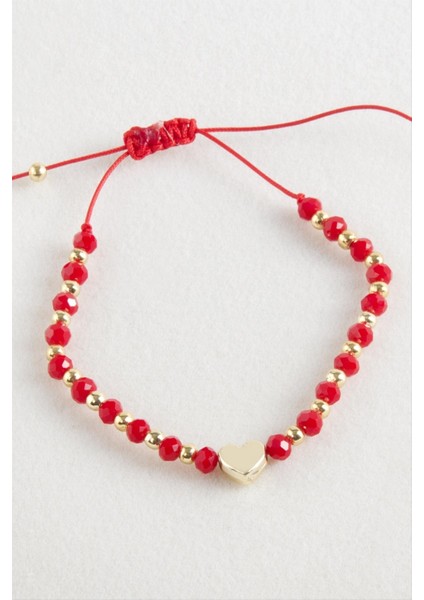 Kalp Kristal Makrome Ip Bileklik