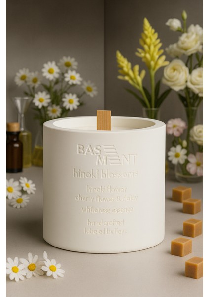 : Hinoki Blossoms : % 100 Soya Beton Mum (Hinoki Çiçeği, Kiraz Çiçeği, Papatya, Beyaz Gül)