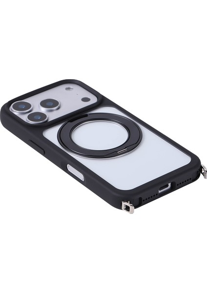 Apple iPhone 17 Pro Kılıf M-Safe Şarj Özellikli Standlı Zore Piza Silikon Kapak