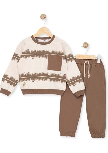 Cepli Desenli Iki Iplik Alt Üst Takım - BBW25654-KAHVERENGI-3 Yaş Kahverengi