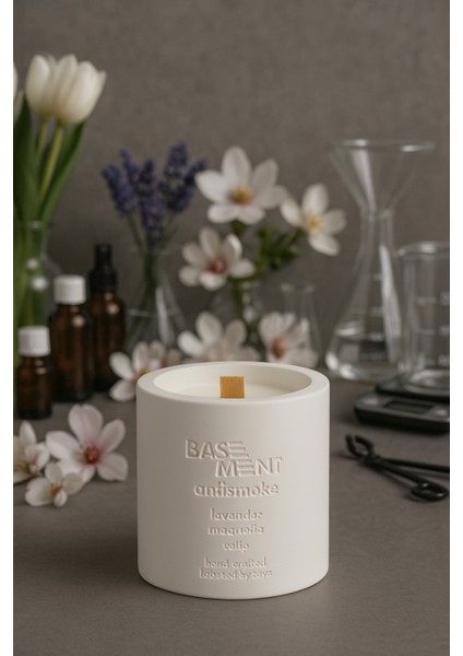 : Antismoke : Dekoratif % 100 Soya Beton Mum (Lavanta, Manolya, Beyaz Lale)