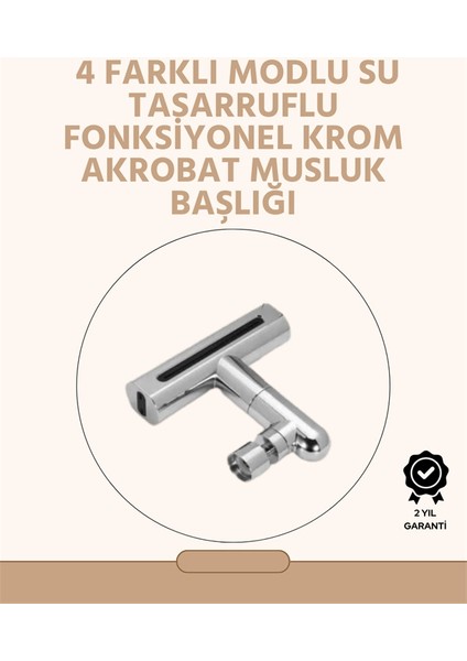 360° Dönüşlü Su Akışı Başlığı | 4'ü 1 Arada Kullanım