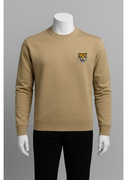 Yüksek Kaliteli Standart Fit Normal Kesim 3 Iplik Bisiklet Yaka Pamuklu Knz Taba Sweatshirt fiyatları